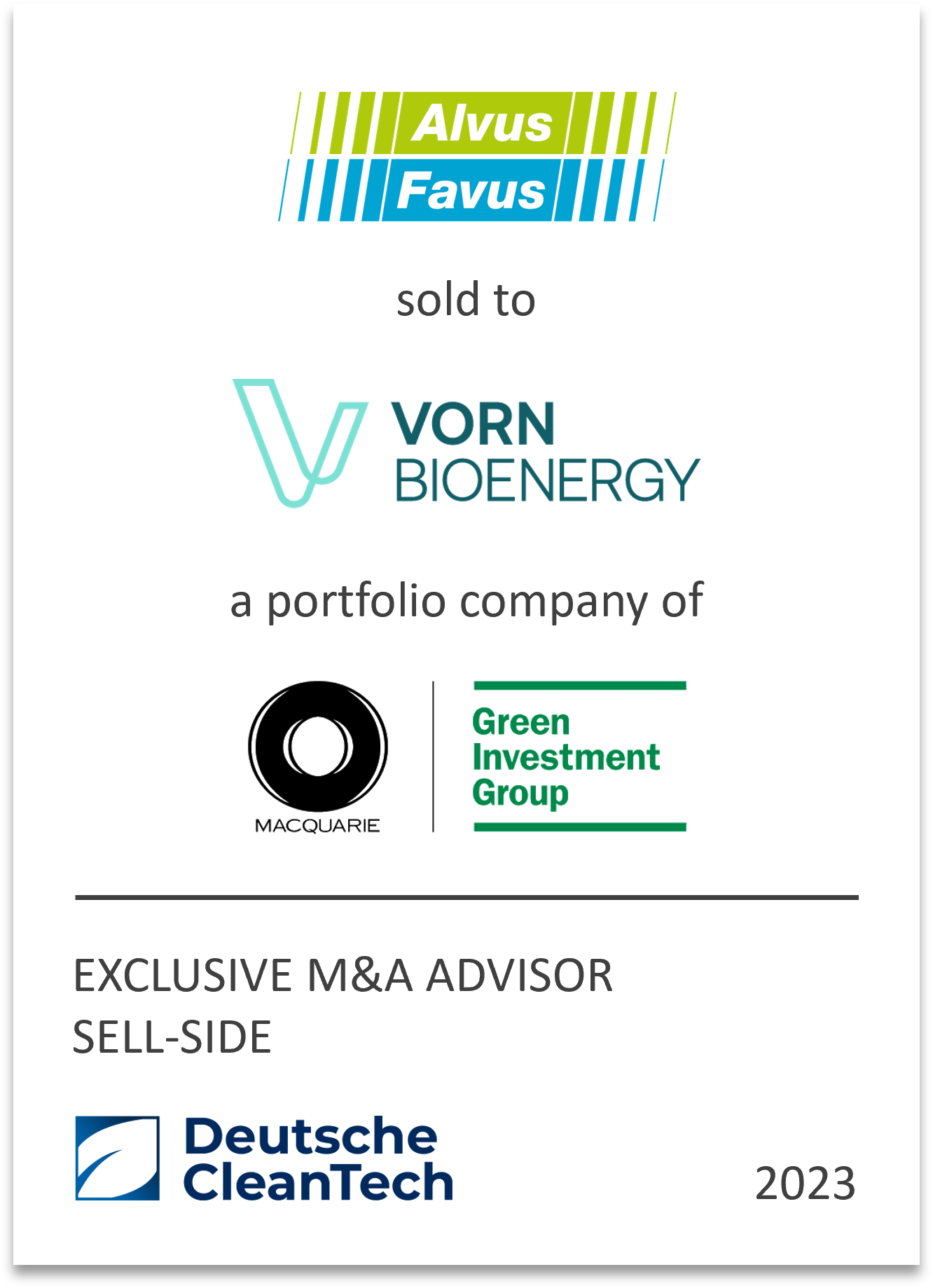 VORN Bioenergy GmbH aquires 100% of the shares in Alvus S.r.l. und Favus S.r.l..