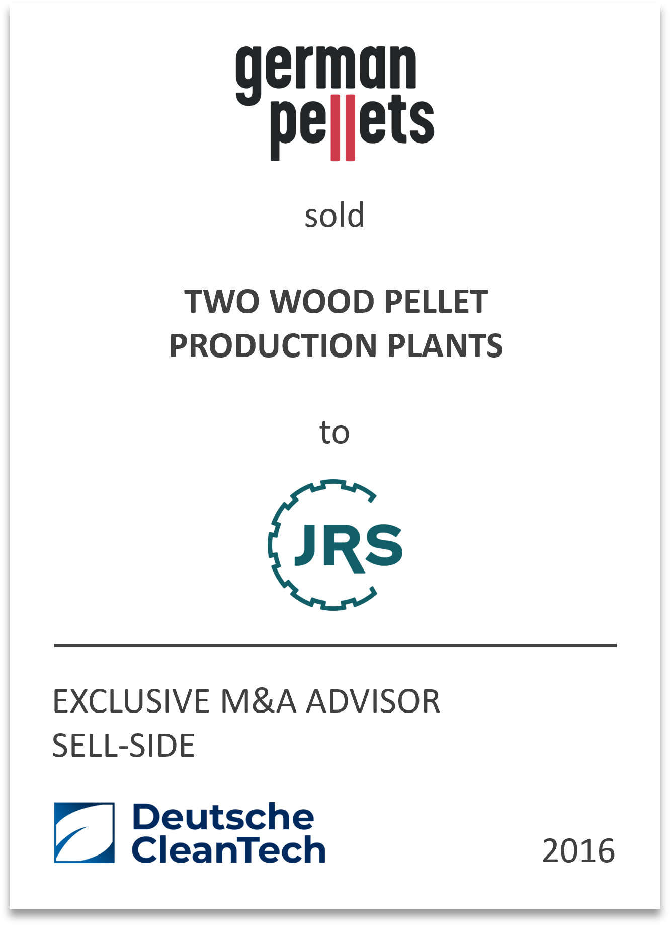 J. Rettenmaier & Söhne GmbH + Co KG has acquired two wood pellet production plants owned and operated by German Pellets GmbH