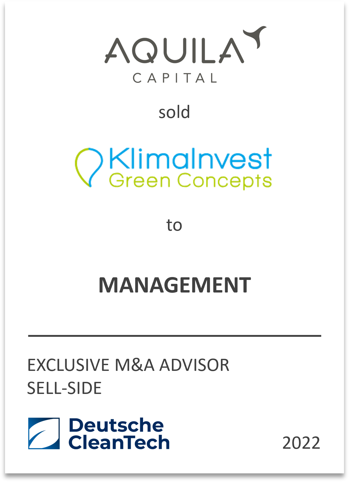 Existing Management acquires KlimaINVEST Holding GmbH & CO KGaA from Aquila Capital Investmentgesellschaft GmbH