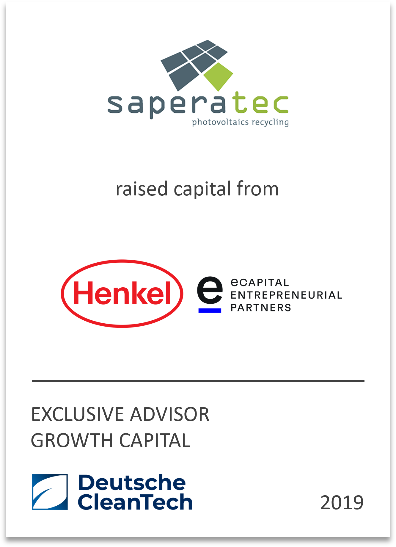 Capital increase of a total volume of EUR 25m (equity and debt) led by Henkel AG & Co. KGaA